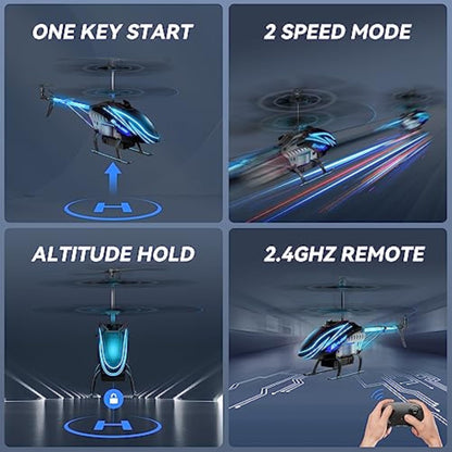 BUSSGO RC Helicopter, Remote Control Helicopter for Kids with 30Mins Flight(2 Batteries), 7+1 LED Light Modes, Altitude Hold, RC Toys for Boys Girls - New