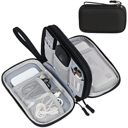 FYY Travel Cable Organizer Pouch Electronic Accessories Carry Case Portable Waterproof Double Layers All-in-One Storage Bag for Cord, Charger, Phone, Earphone Black - New