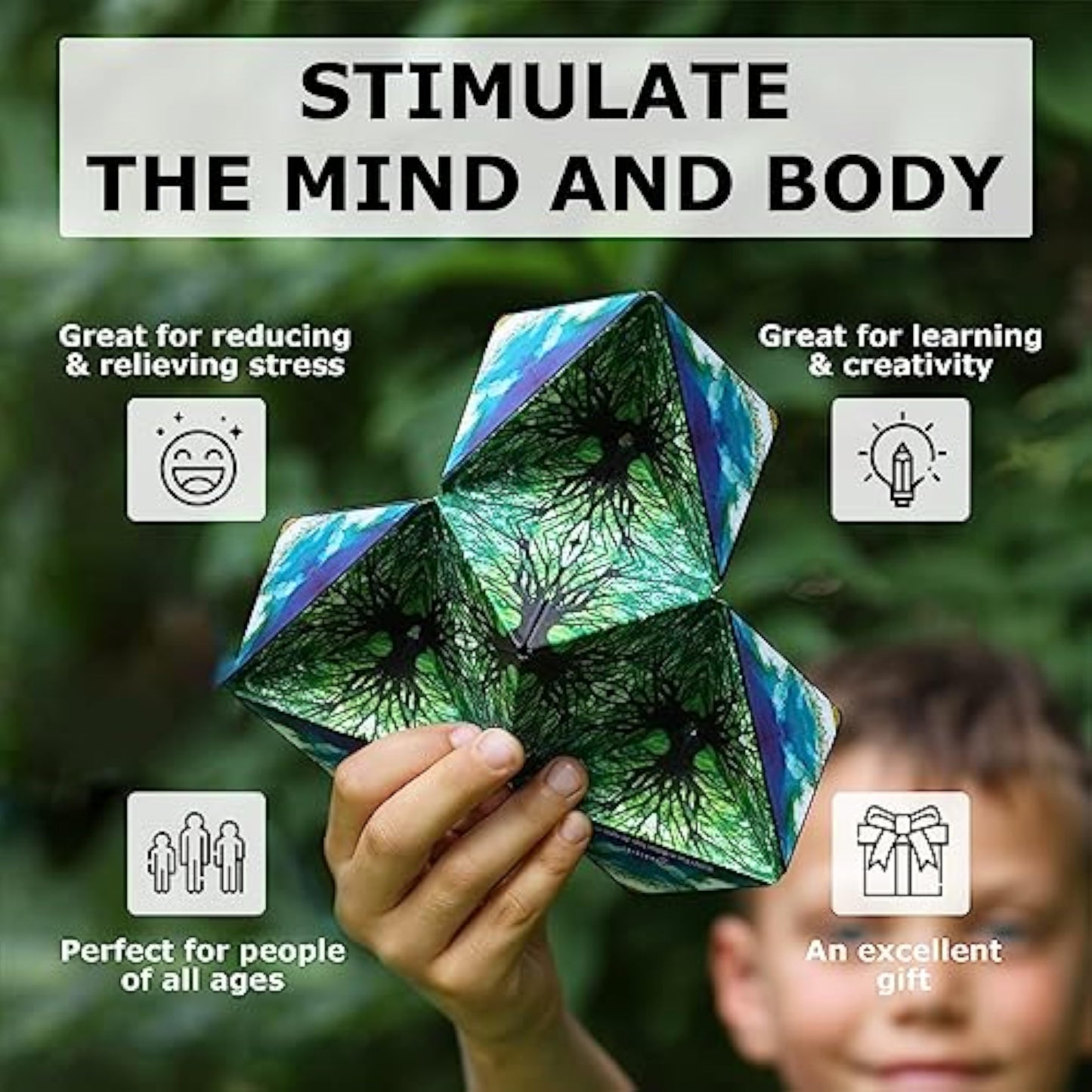 Shashibo Sensory Fidget Toy for Adults & Kids, Stress Relief Fidget Toy for Adults, Teens & Kids, Cool Fidget Toys for Desk, Classroom Must Have, Sensory Shape Shifting Cube, 100+ Possible Shapes - New