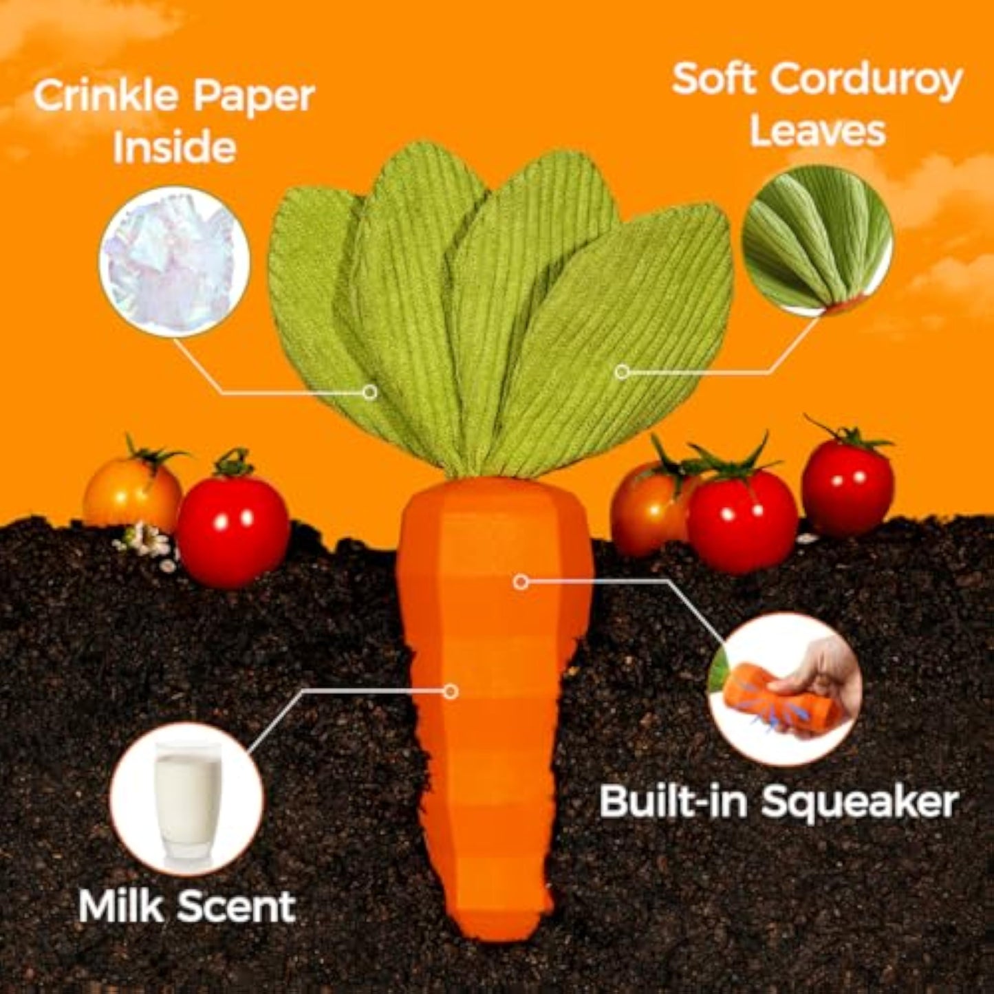 MewaJump Dog Squeaky Chew Toys for Aggressive Chewers, Rubber Carrot Dog Toys for Training and Cleaning, Durable Interactive Tough Dog Toy for Puppy Medium Dogs - New