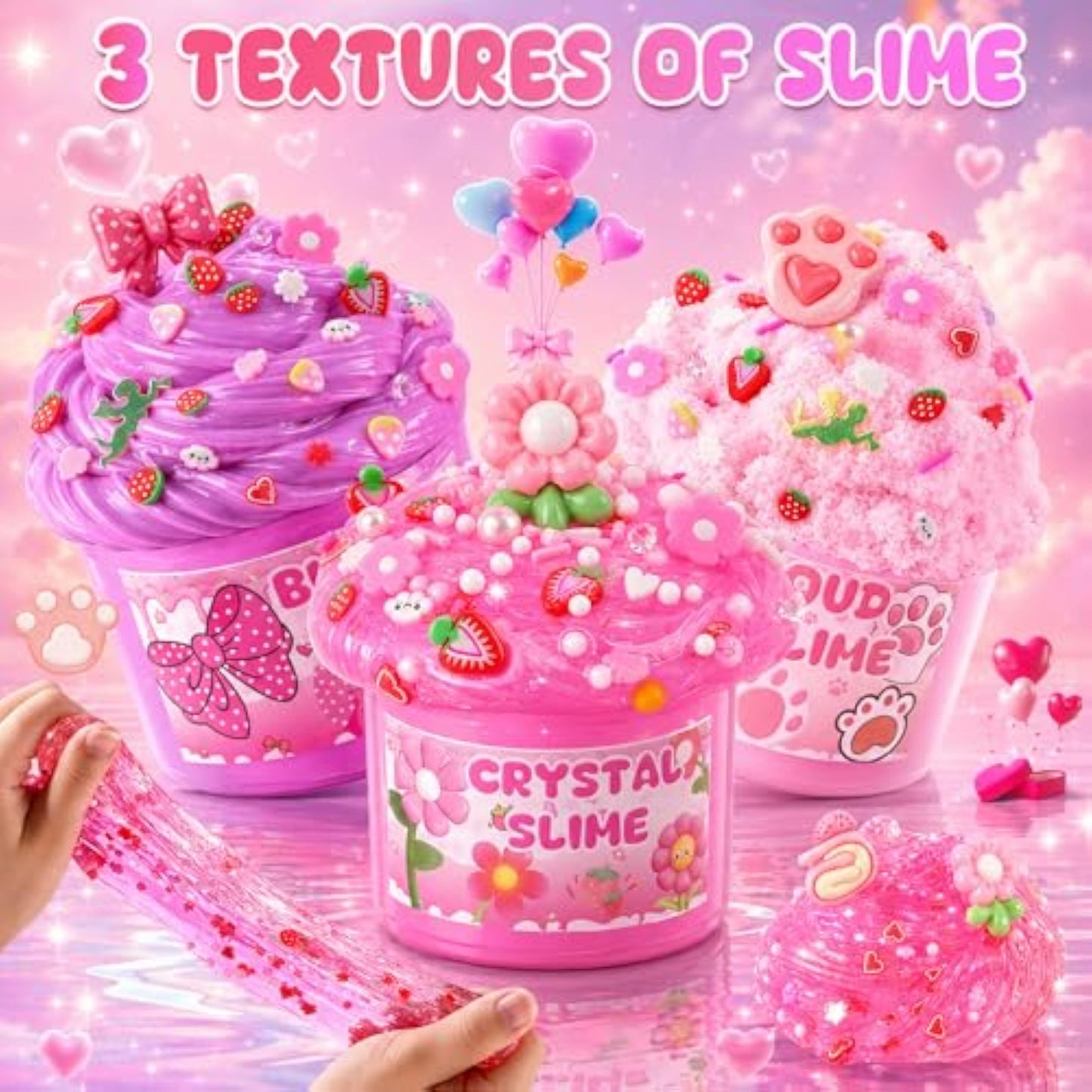 6 Pack Slimes, Pink Slime Kids, Cloud Slime kit for Girls Ages 8-12, Toys for Girls and Boys, for Kids Slime Set Party kit Goodie Bag Stuffers, 4 5 6 7 8 9 10 Year Old Girl Birthday Gift Cute Stuff - New