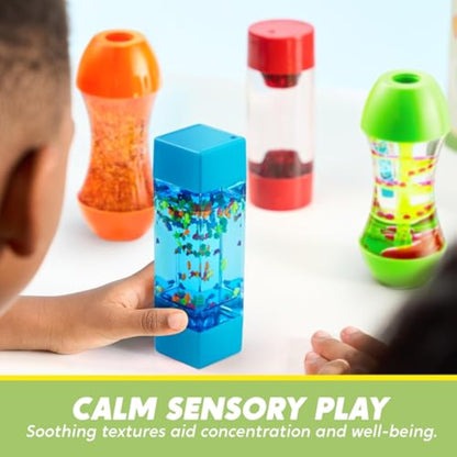 JOYIN 4-Pack Fidget Tubes for Kids, Sensory Tubes, Stress Relief Toy, Speech Therapy, Calming Toys for Children with Autism, Calm Down Corner Classroom Supplies, Back to School Gifts for Toddlers - New