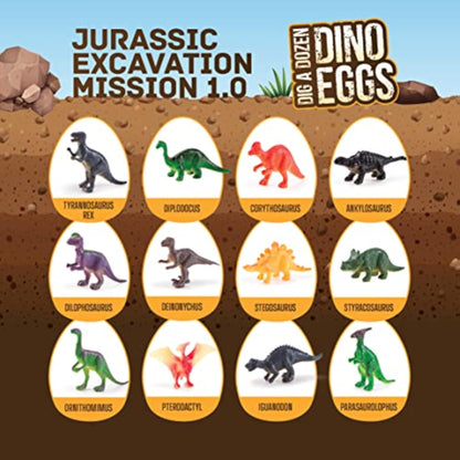 Dan&Darci Dig a Dozen Dino Egg Kit for Kids - Easter Basket Stuffers - Dinosaur Toys Gift 3-12 Year Old - 12 Eggs & Surprise Dinosaurs - Science STEM Activities - Boy Toy Party Gifts for Boys & Girls - New