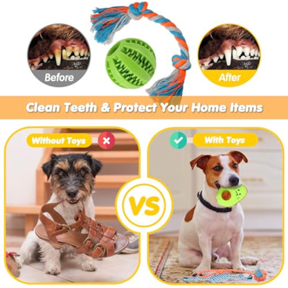 Zeaxuie 25 Pack Luxury Dog Chew Toys for Puppy, Dog Toys with Ropes, Treat Ball and Squeaky Puppy Toys for Teething Small Dogs - New