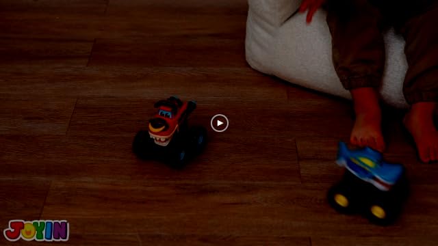JOYIN 3 Pack Monster Truck Toy - Motion Activated Light Up Cars for Toddlers - Monster Glow Rover LED Wheels - Baby Boy Toys - Press and Go Dinosaur Trucks for Kids Boy Birthday Gifts - New