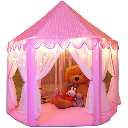 Monobeach Princess Tent Girls Large Playhouse Kids Castle Play Tent with Star Lights Toy for Children Indoor and Outdoor Games, 55'' x 53'' (DxH) - New