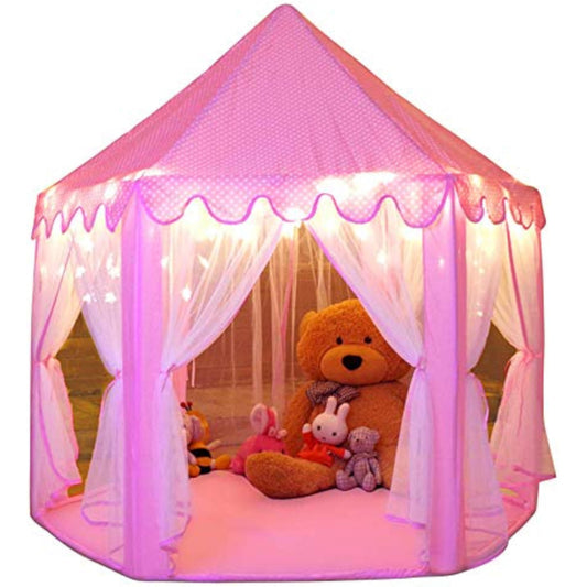 Monobeach Princess Tent Girls Large Playhouse Kids Castle Play Tent with Star Lights Toy for Children Indoor and Outdoor Games, 55'' x 53'' (DxH) - New