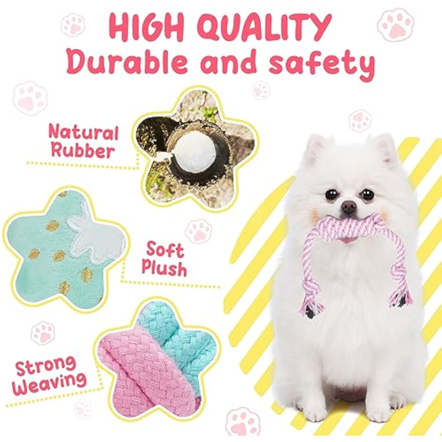 XIUGOAL Pink Puppy Toys for Boredom - 23 Pack Puppy Chew Toys for Teething, Interactive Dog Toys for Puppies, Cute Small Dog Toys with Treat Ball, Squeaky Dog Chew Toys and Ropes - New