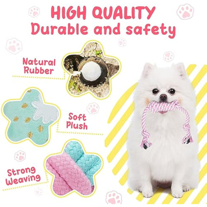 XIUGOAL Pink Puppy Toys for Boredom - 23 Pack Puppy Chew Toys for Teething, Interactive Dog Toys for Puppies, Cute Small Dog Toys with Treat Ball, Squeaky Dog Chew Toys and Ropes - New