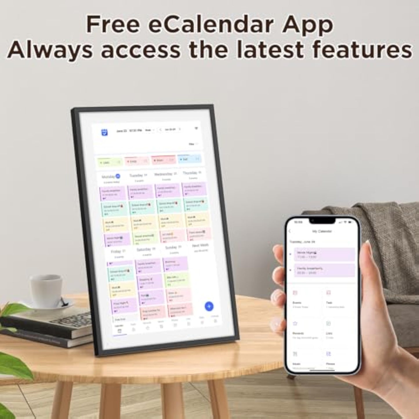 LOOFII 10.1 Inch Smart Digital Calendar – HD Touchscreen Family Planner & Calendar with Chore Chart & Meal Planner (Black White) - New