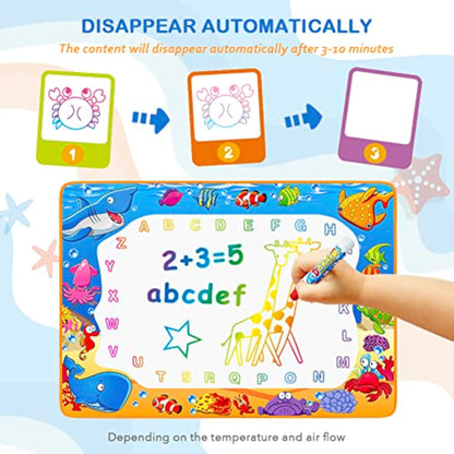 Water Doodle Mat - Kids Painting Writing Color Doodle Drawing Mat Toy Bring Magic Pens Educational Toys for Age 3 4 5 6 7 Year Old Girls Boys Age Toddler Gift - New