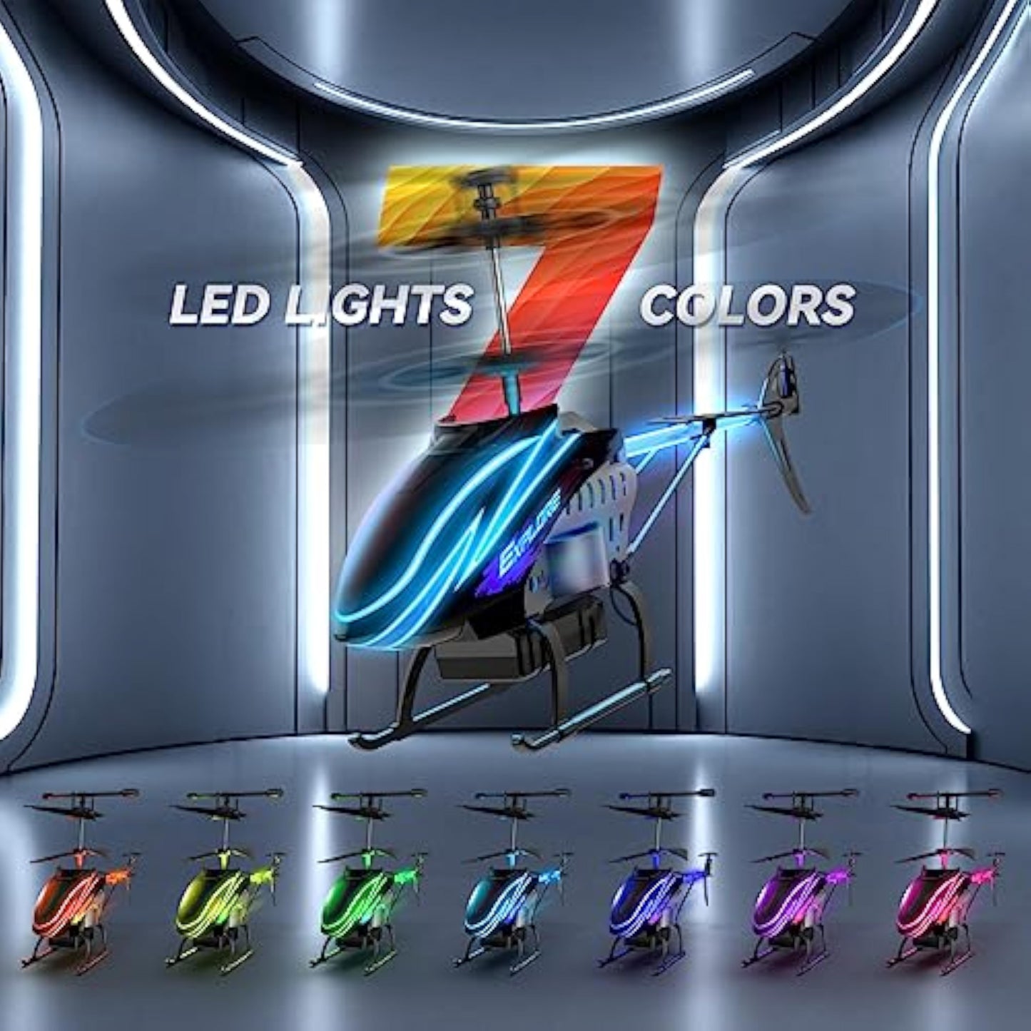 BUSSGO RC Helicopter, Remote Control Helicopter for Kids with 30Mins Flight(2 Batteries), 7+1 LED Light Modes, Altitude Hold, RC Toys for Boys Girls - New