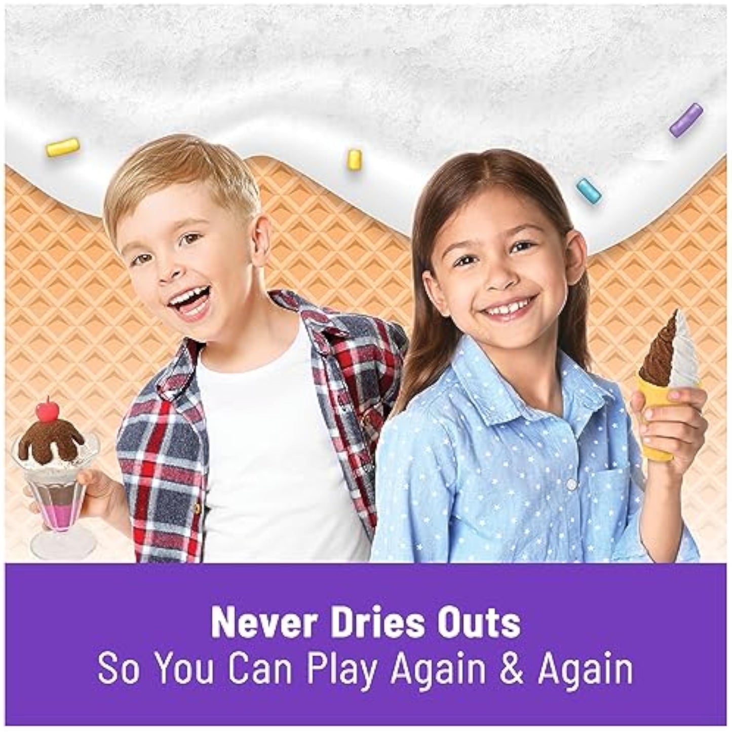 Kinetic Sand Scents, Ice Cream Treats Playset with 3 Colors Scented Play Sand & 6 Tools, Sensory Toys for Kids Ages 3 and up - New