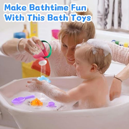Fajiabao Baby Bath Toys for Kids Ages 1-3 Toddler Bath Toys Mold Free for 2-4 Bathtub Sand Beach Pool Water Toys for 1+ Year Old Girl Gifts 5 PCS (Color Random) - New