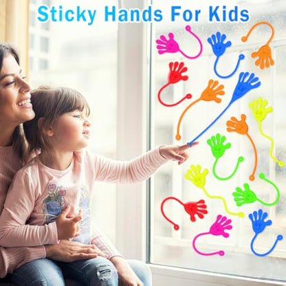 Sticky Hands Bulk 48 PCS Party Favors for Kids 4-8 8-12 Stretchy Sticky Hand Toy Goodie Bag Stuffers Fillers Treasure Box Toys Classroom Prizes School End of Year Student Gifts Birthday Party Supplies - New