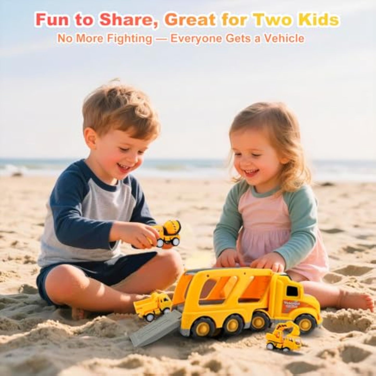 Nicmore Construction Truck Toddler Toys Car: Toys for 1 2 3 4 Year Old Boy 5 in 1 Carrier Toys for Kids Age 1-3 2-4| 18 Months 2 Year Old Boy Christmas Birthday Gifts - New
