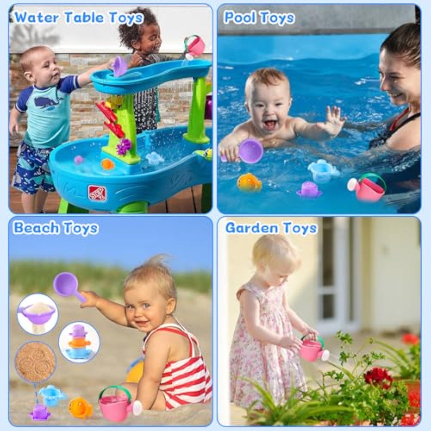 Fajiabao Baby Bath Toys for Kids Ages 1-3 Toddler Bath Toys Mold Free for 2-4 Bathtub Sand Beach Pool Water Toys for 1+ Year Old Girl Gifts 5 PCS (Color Random) - New