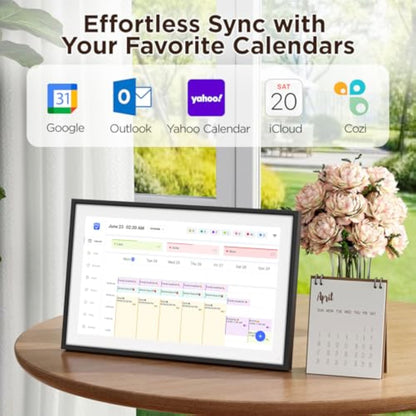 LOOFII 10.1 Inch Smart Digital Calendar – HD Touchscreen Family Planner & Calendar with Chore Chart & Meal Planner (Black White) - New
