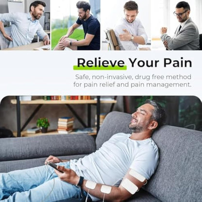 AUVON 3-in-1 TENS Unit Muscle Stimulator, EMS Massage Machine with 40 Intensities for Gradual Shoulder, Sciatica, Back Pain Relief, 24 Modes Rechargeable Electronic Pulse Massager with 12 TENS Pads - New