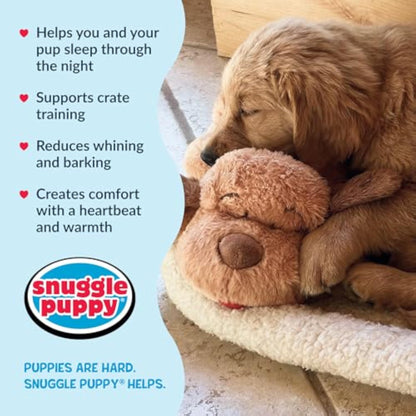 Snuggle Puppy Original Heartbeat Puppy Toy with Real-Feel Pulse & Heat Pack, Calming Sleep Aid for Puppy Anxiety, Crate Training, First Nights & New Puppy Transition - Biscuit - New
