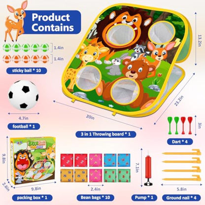 Animal Bean Bag Toss Game Toy Outdoor Toss Game, Family Party Party Supplies for Kids, Gift for Boys Birthday or Christmas for Toddlers Ages 3 4 5 6 Year Old - New