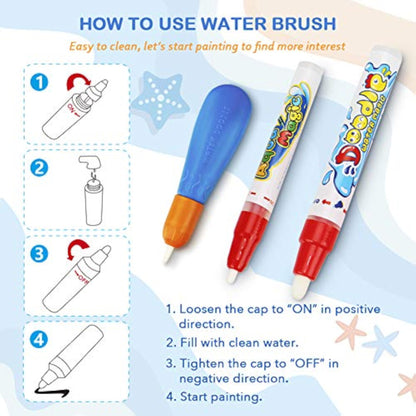 Water Doodle Mat - Kids Painting Writing Color Doodle Drawing Mat Toy Bring Magic Pens Educational Toys for Age 3 4 5 6 7 Year Old Girls Boys Age Toddler Gift - New