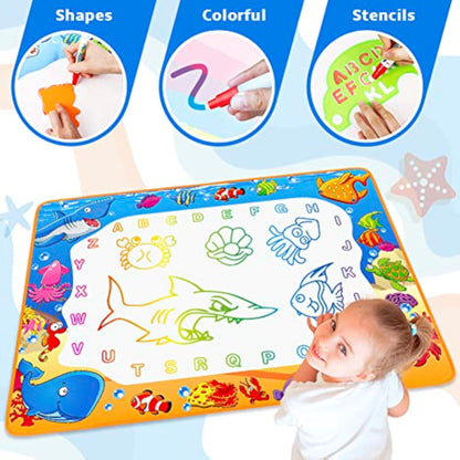 Water Doodle Mat - Kids Painting Writing Color Doodle Drawing Mat Toy Bring Magic Pens Educational Toys for Age 3 4 5 6 7 Year Old Girls Boys Age Toddler Gift - New