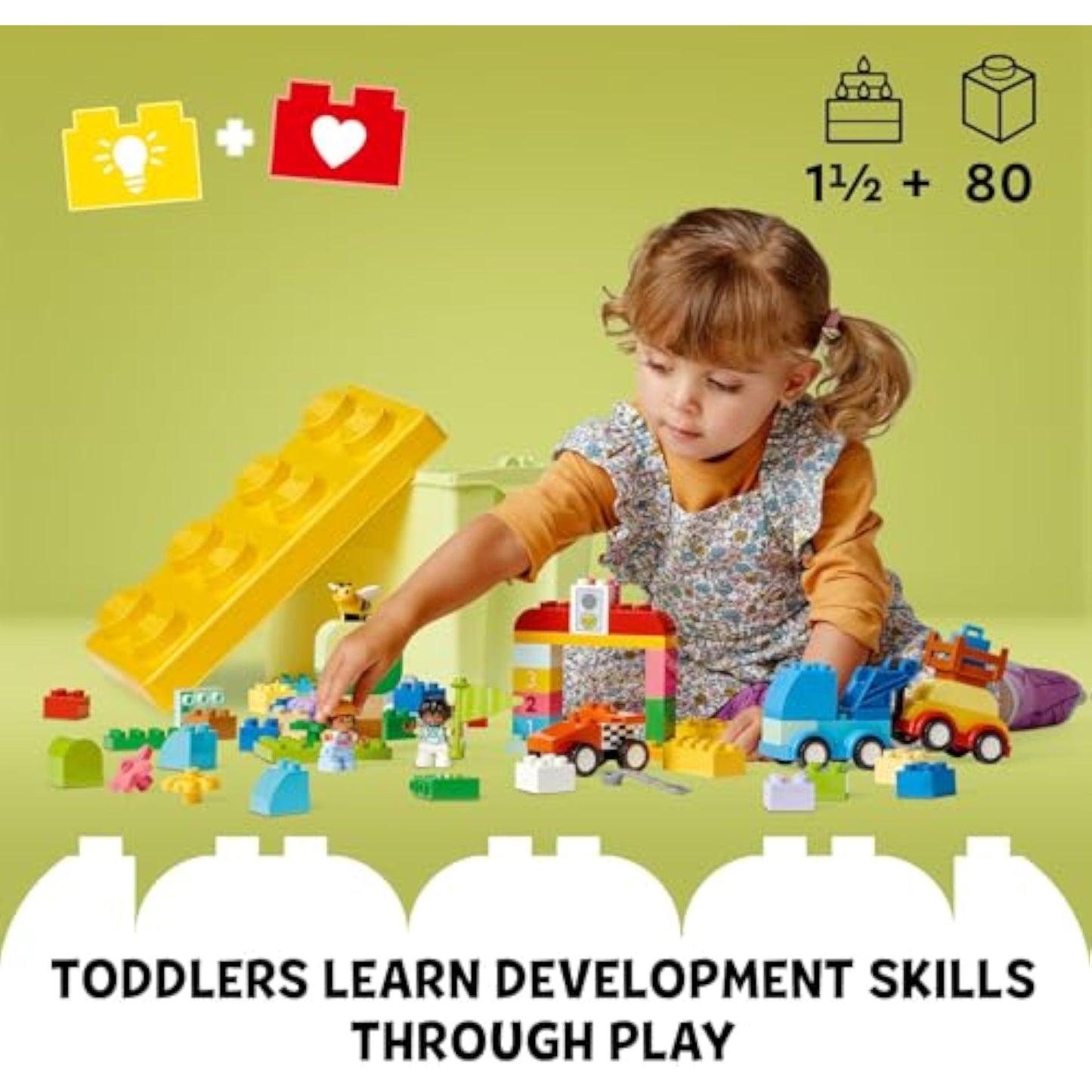 LEGO DUPLO Classic Cars and Trucks Brick Box Building Blocks - Learning & Educational STEM Toys for Toddlers, Ages 1.5+ Years - Develops Fine Motor Skills - Gift for Toddler Birthday - 10439 - New