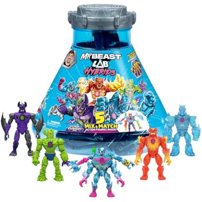 MrBeast Lab Hybrids Mega Pack, Reveal Different Hybrid Parts to Create 5 Mix & Match Action Figures, Including a Mega Torso Panther Experiment to Reveal Hybrid's Real Colors, Collect 30+ Beasts - New
