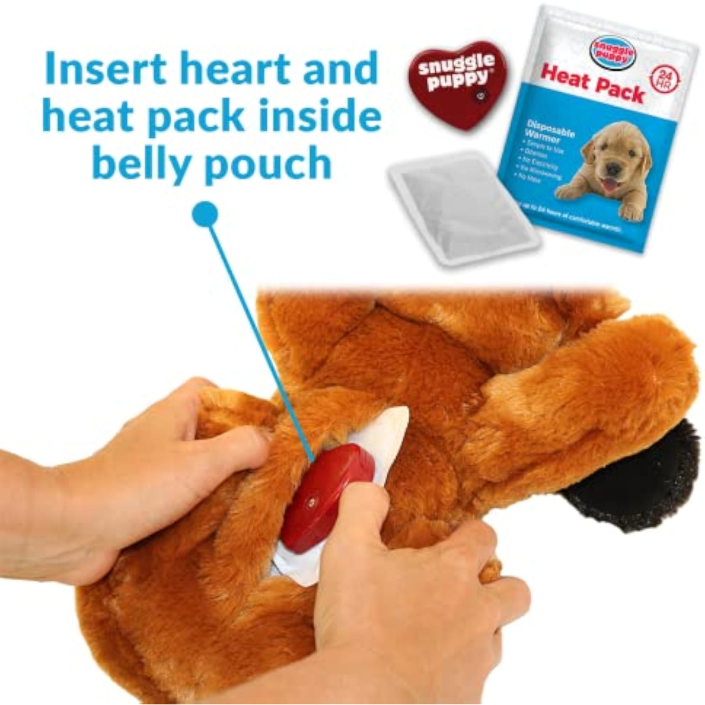 Snuggle Puppy Original Heartbeat Puppy Toy with Real-Feel Pulse & Heat Pack, Calming Sleep Aid for Puppy Anxiety, Crate Training, First Nights & New Puppy Transition - Biscuit - New