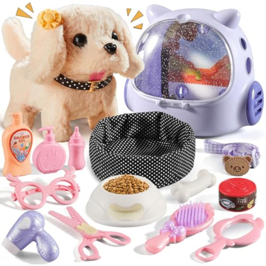 Vanvimen 16 Pcs Robot Dog Toys for Girls, Toys for 3 4 5 6 7 8 Year Old Girls Kids Boys, Realistic Robot Puppy Toddlers Girl Toy for 5-7 6-8, Ideas Birthday Gifts for Girl 3 4 5 6 Year Old - New