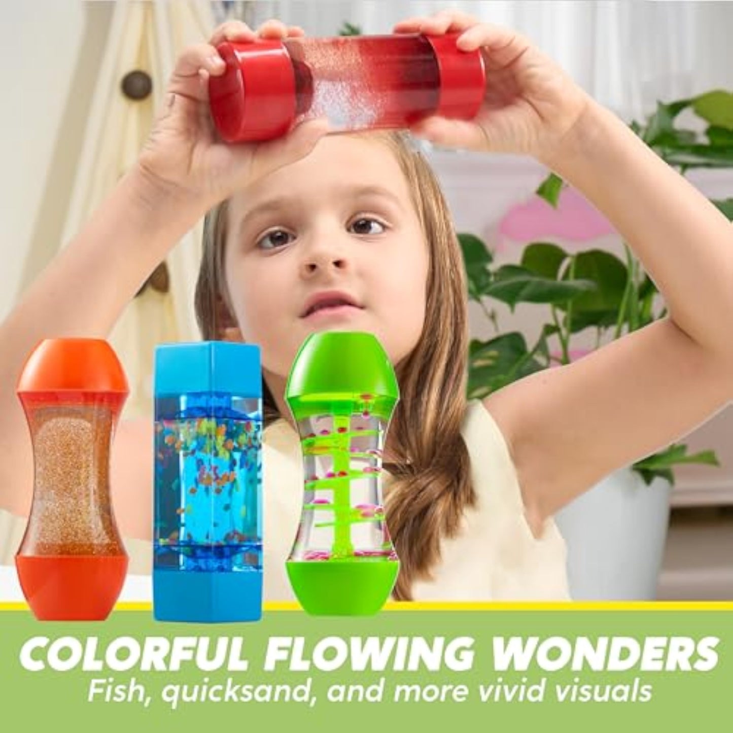 JOYIN 4-Pack Fidget Tubes for Kids, Sensory Tubes, Stress Relief Toy, Speech Therapy, Calming Toys for Children with Autism, Calm Down Corner Classroom Supplies, Back to School Gifts for Toddlers - New