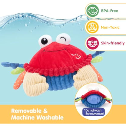 hahaland Baby Toys 6-12 Months, Musical Bouncing Crab Plush Toy with 48 Songs & Recording Function, Dancing Moving Jumping Baby Toy for Tummy Time, USB Rechargeable Crab Toy for Babies 6+ Months - New
