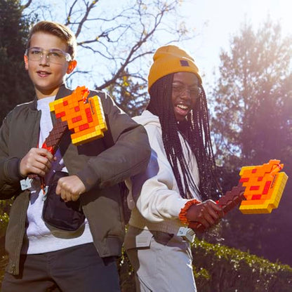 NERF Minecraft Firebrand, Dart Blasting Axe, 6 Elite Foam Darts, Design Inspired by Minecraft Axe in The Game, Pull Down Priming, Minecraft Toys - New