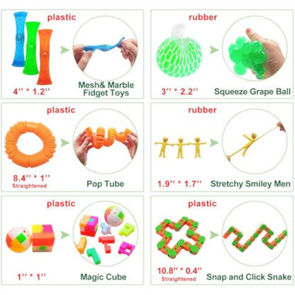 Fidget Toy Set, 35 Pcs Sensory Toy for ADD, OCD, Autistic Children, Adults, Anxiety Autism to Stress Relief and Anti Anxiety with Motion Timer, Perfect for Classroom Reward with Gift Box - New