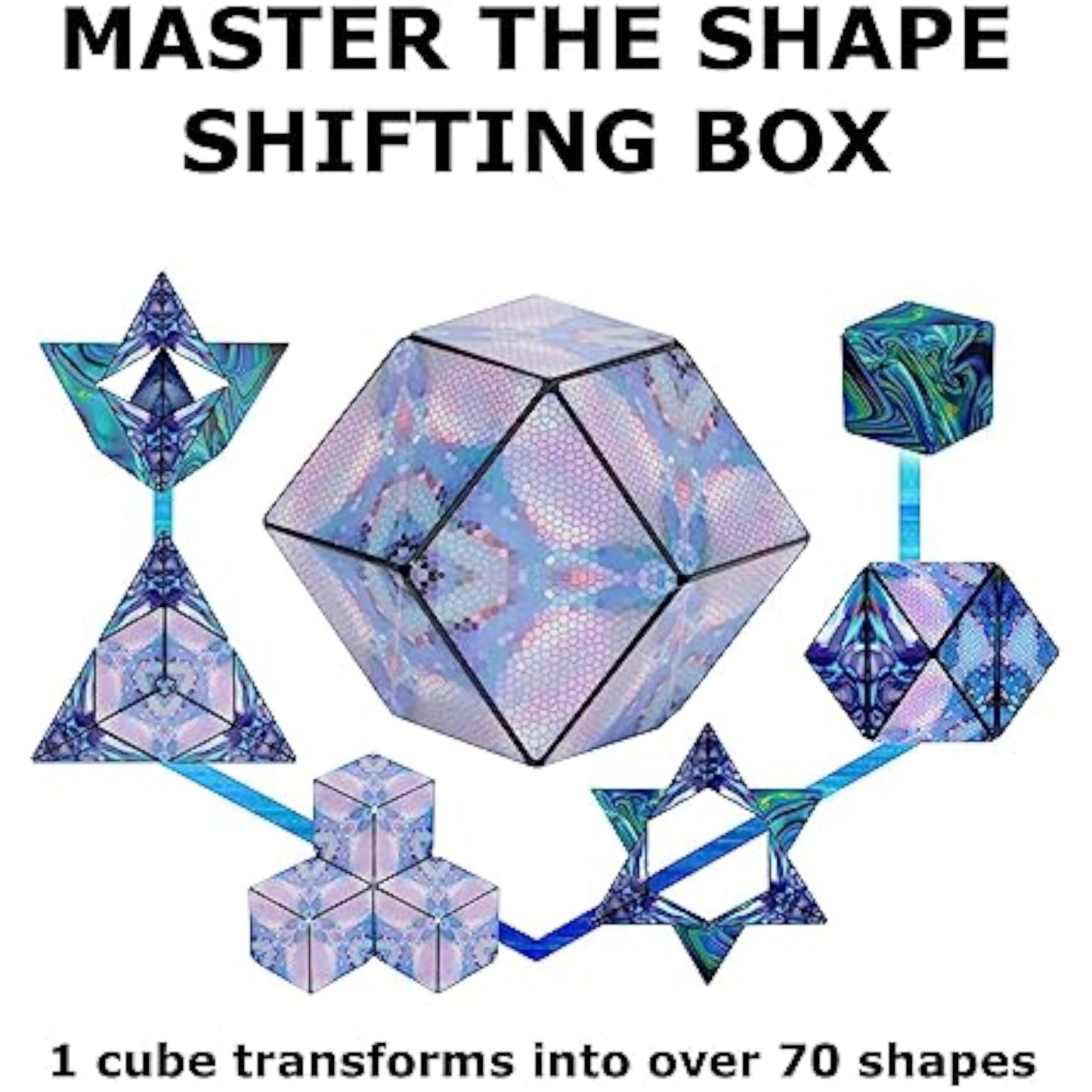 Shashibo Sensory Fidget Toy for Adults & Kids, Stress Relief Fidget Toy for Adults, Teens & Kids, Cool Fidget Toys for Desk, Classroom Must Have, Sensory Shape Shifting Cube, 100+ Possible Shapes - New
