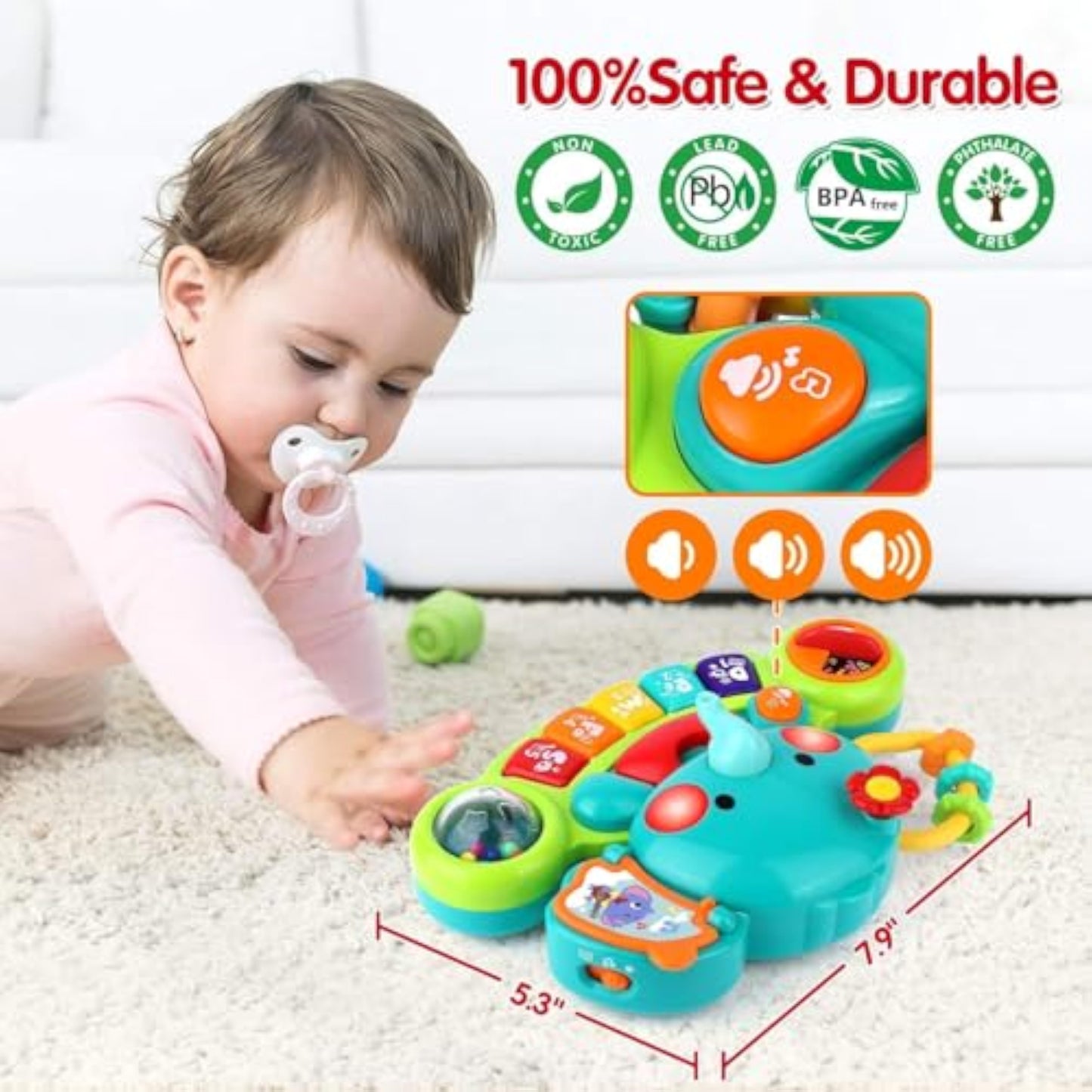 Baby Piano Toy 6 to 12 Months Light Up Music Baby Toys for 6 9 12 18 Months Early Learning Educational Piano Keyboard Infant Babies Girl Toy 1 Year Old Boy Girls Gift - New