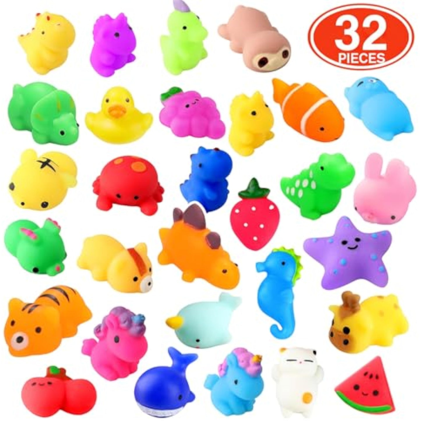 nobasco Squishies, 32 Pack Mochi Squishy Toys - Kawaii Cat Squishys Slow Rising Animals - Party Favors, Goodie Bag, Birthday Gifts, Mini Squishies Stress Reliever Toy - New