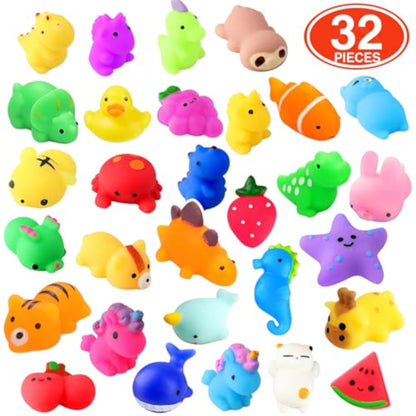 nobasco Squishies, 32 Pack Mochi Squishy Toys - Kawaii Cat Squishys Slow Rising Animals - Party Favors, Goodie Bag, Birthday Gifts, Mini Squishies Stress Reliever Toy - New