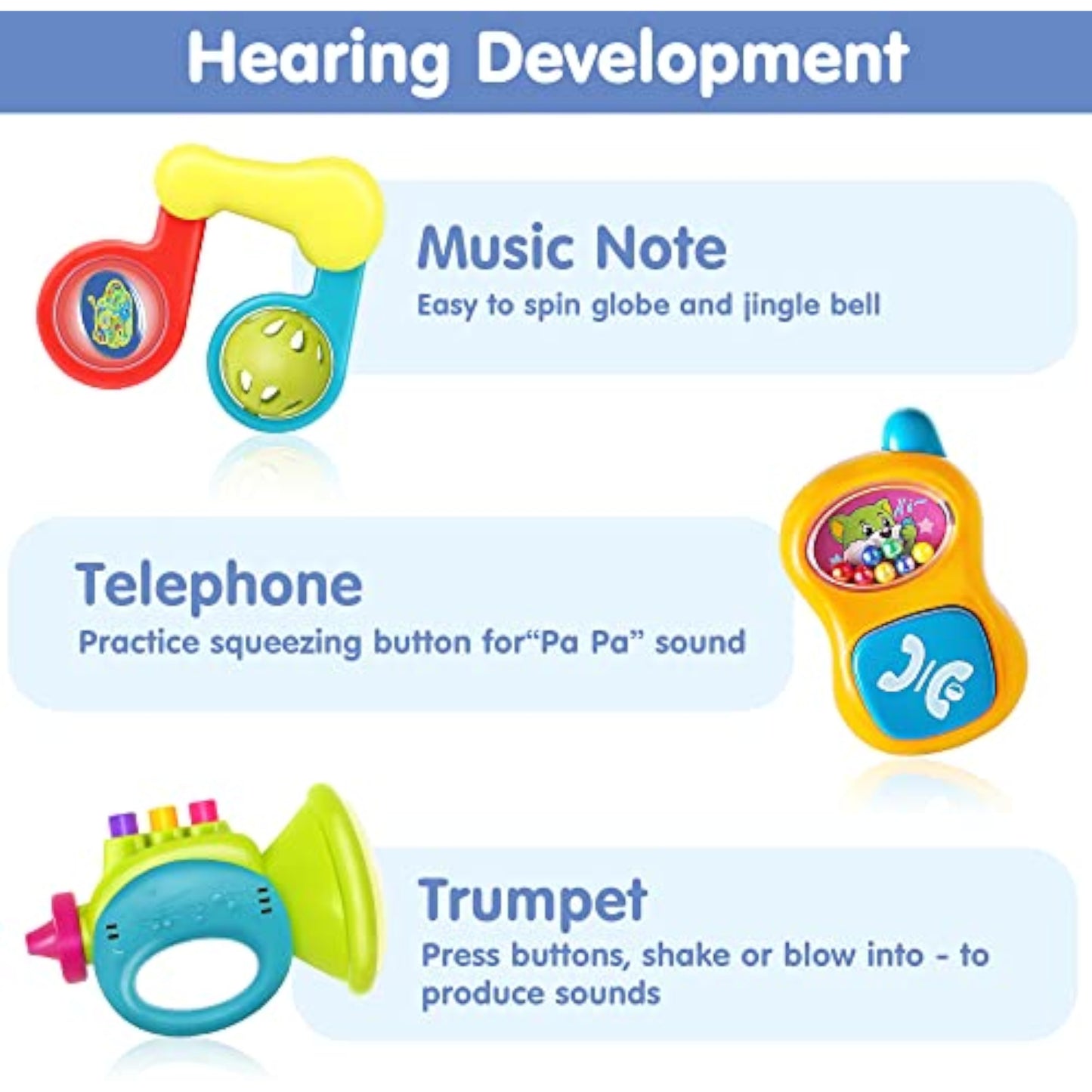 iPlay, iLearn 10pcs Baby Rattles Toys Set, Infant Grab Shake Rattle, Easy Hold Sensory Teether, Babies Development Learning Music Toy, Newborn Shower Birthday Gift 1 2 3 4 5 6 7 9 10 12 Month Boy Girl - New