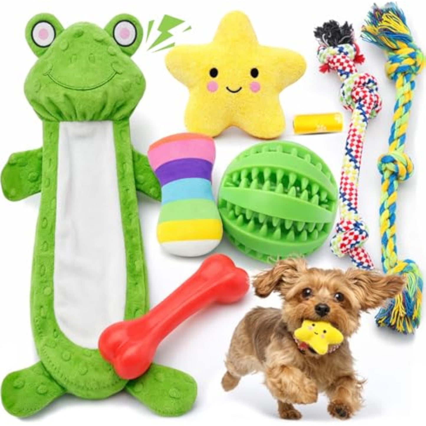 LOYEE 8 Pack Puppy Toys for Small Dogs, Luxury Dog Chew Toys with Squeaky Plush Toys, Rope Toys and Ball, Teething Toys for Puppy Supplies - New