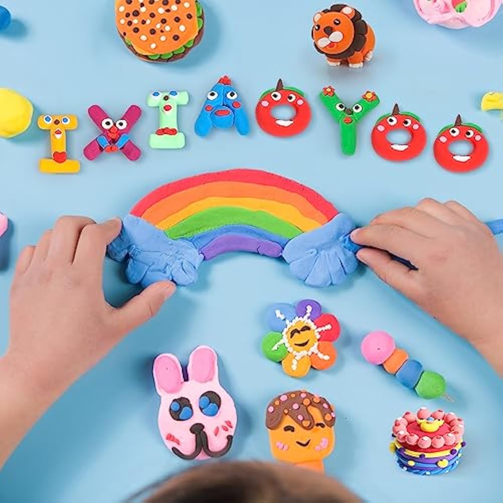 Ixiaoyoo Air Dry Clay, 30 Colors Modeling Clay for Kids, DIY Model Crafts Toys with Sculpting Tools, Soft & Non-Sticky, School Projects & Home Party Favors, Birthday Gifts for Boys and Girls Aged 3–12 - New