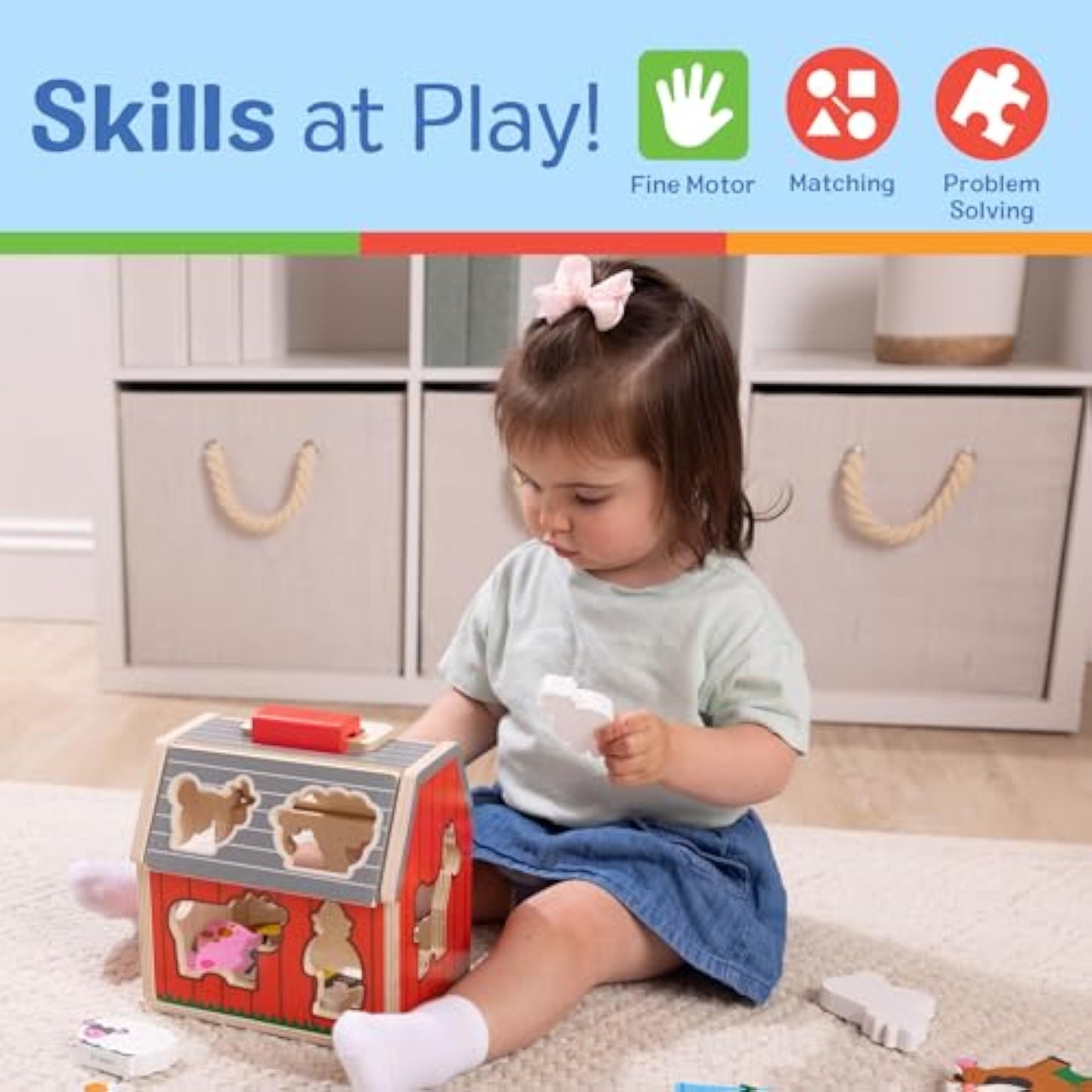 Melissa & Doug Take-Along Wooden Toy Barn, 11-Pc Portable Toddler Playset with Farm Animals & Pop-Up Roof, Preschool Learning Toys for Girls & Boys 2+ - New