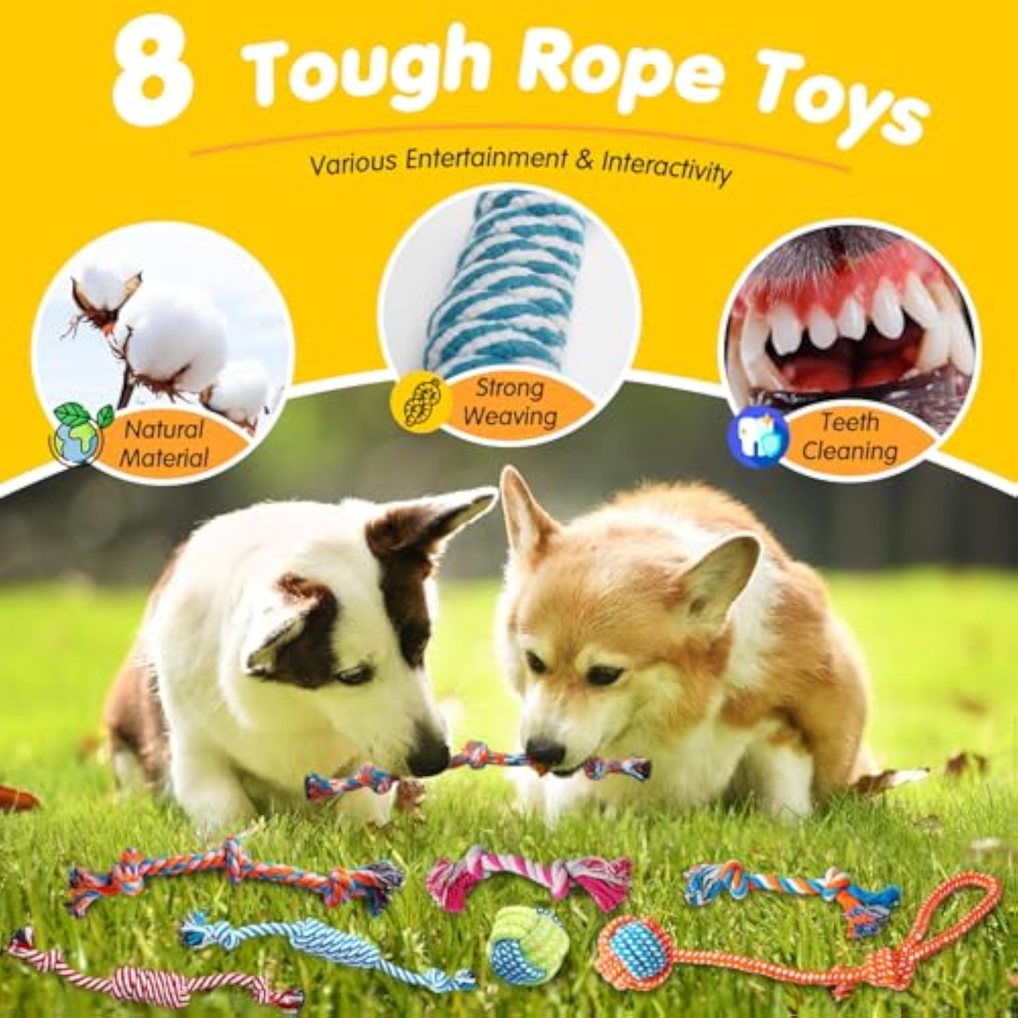 Zeaxuie 25 Pack Luxury Dog Chew Toys for Puppy, Dog Toys with Ropes, Treat Ball and Squeaky Puppy Toys for Teething Small Dogs - New
