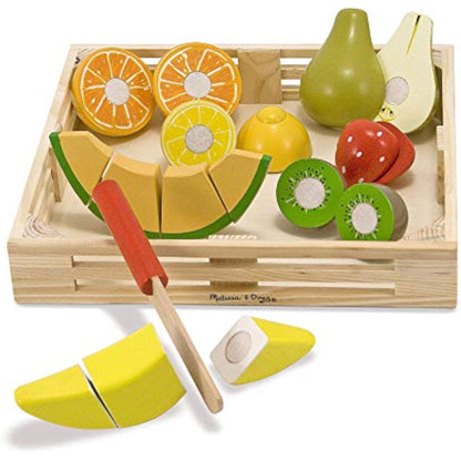 Melissa & Doug Wooden Cutting Fruit Toy Food Set & Pretend Play Kitchen Accessories, Preschool Learning Toys for Girls & Boys 3+ - New