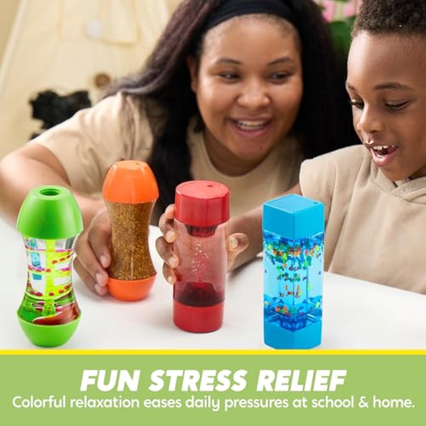 JOYIN 4-Pack Fidget Tubes for Kids, Sensory Tubes, Stress Relief Toy, Speech Therapy, Calming Toys for Children with Autism, Calm Down Corner Classroom Supplies, Back to School Gifts for Toddlers - New
