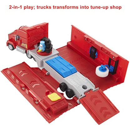 Mattel Disney and Pixar Cars Transforming Mack Playset, 2-in-1 Toy Truck & Tune-Up Station with Launcher, Lift & More, Movie-Inspired Graphics, Gift for Kids Ages 4 Years Old & Up - New