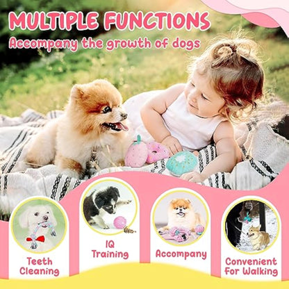 XIUGOAL Pink Puppy Toys for Boredom - 23 Pack Puppy Chew Toys for Teething, Interactive Dog Toys for Puppies, Cute Small Dog Toys with Treat Ball, Squeaky Dog Chew Toys and Ropes - New