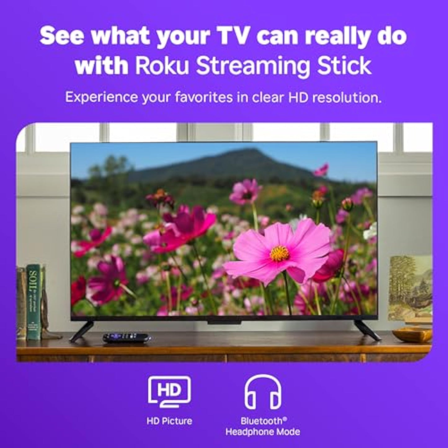 Roku Streaming Stick HD — HD Streaming Device for TV with Roku Voice Remote, Free & Live TV - New