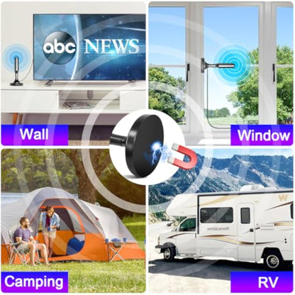 HIDB TV Antenna for Smart TV Indoor, Digital Indoor TV Antenna for Local Channels with Strong Magnetic Base, Easy Installation, Long Range Reception, 4K HD 1080P, 10ft Cables - New